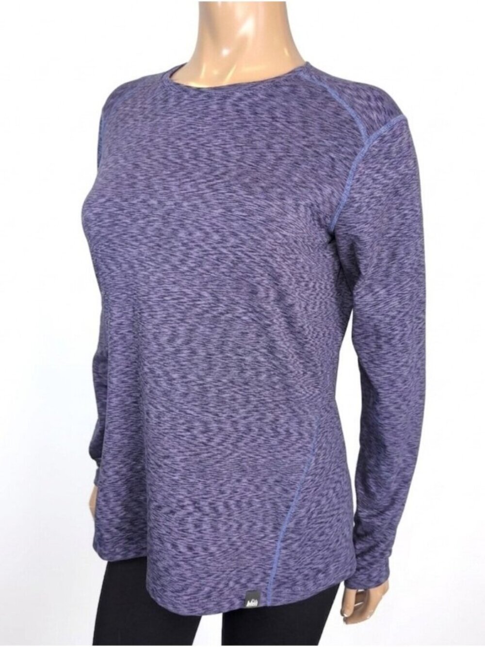 REI Co-op Base Layer Top Womens Size Large Purple Heathered Long Sleeve Hiking